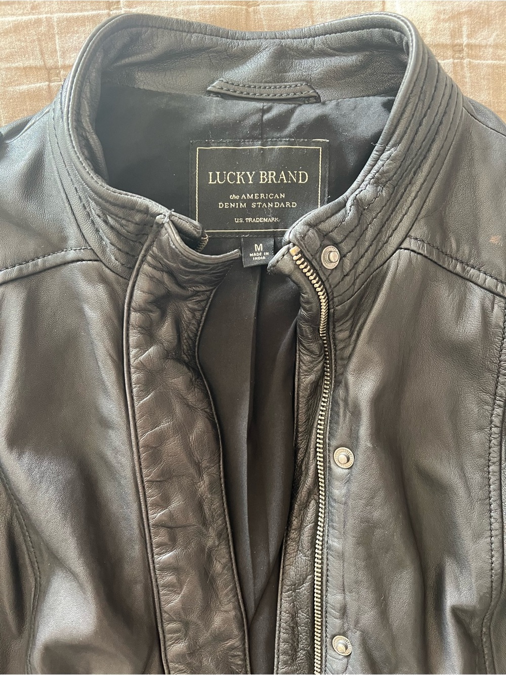Lucky Brand Black Leather Moto-Style Jacket - Picture 4 of 6